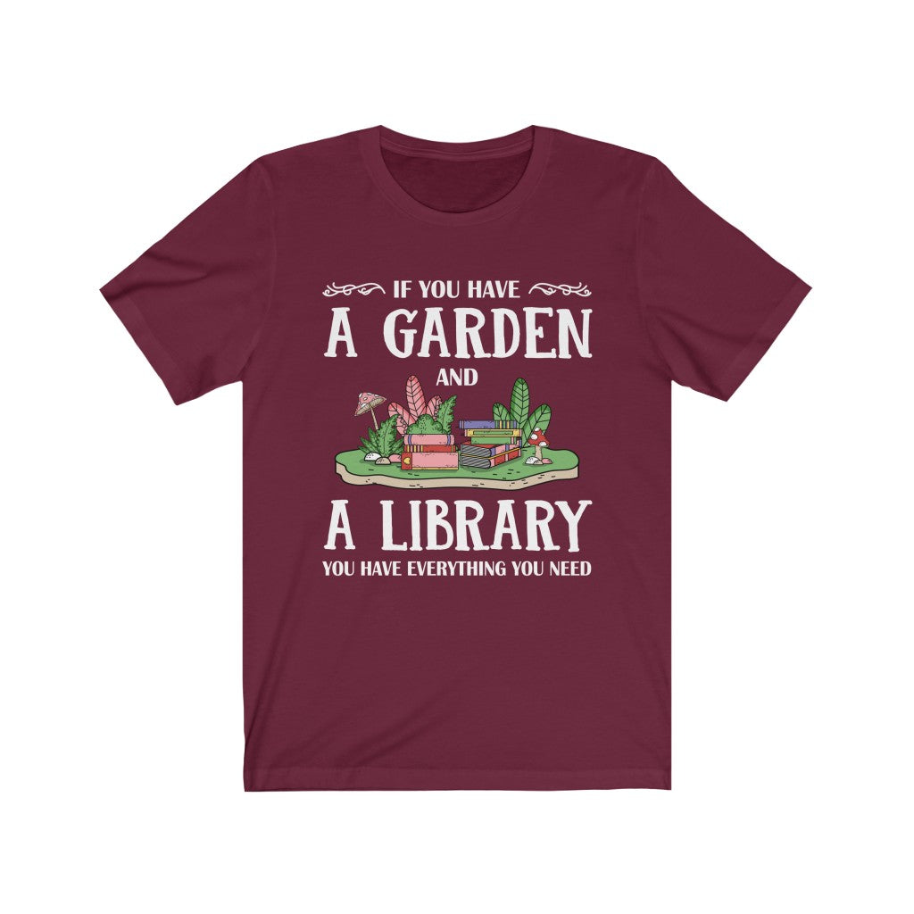 Garden & Library Bookworm Book Shirt | Book Lover Gift | Bella Canvas Unisex Jersey T-shirt