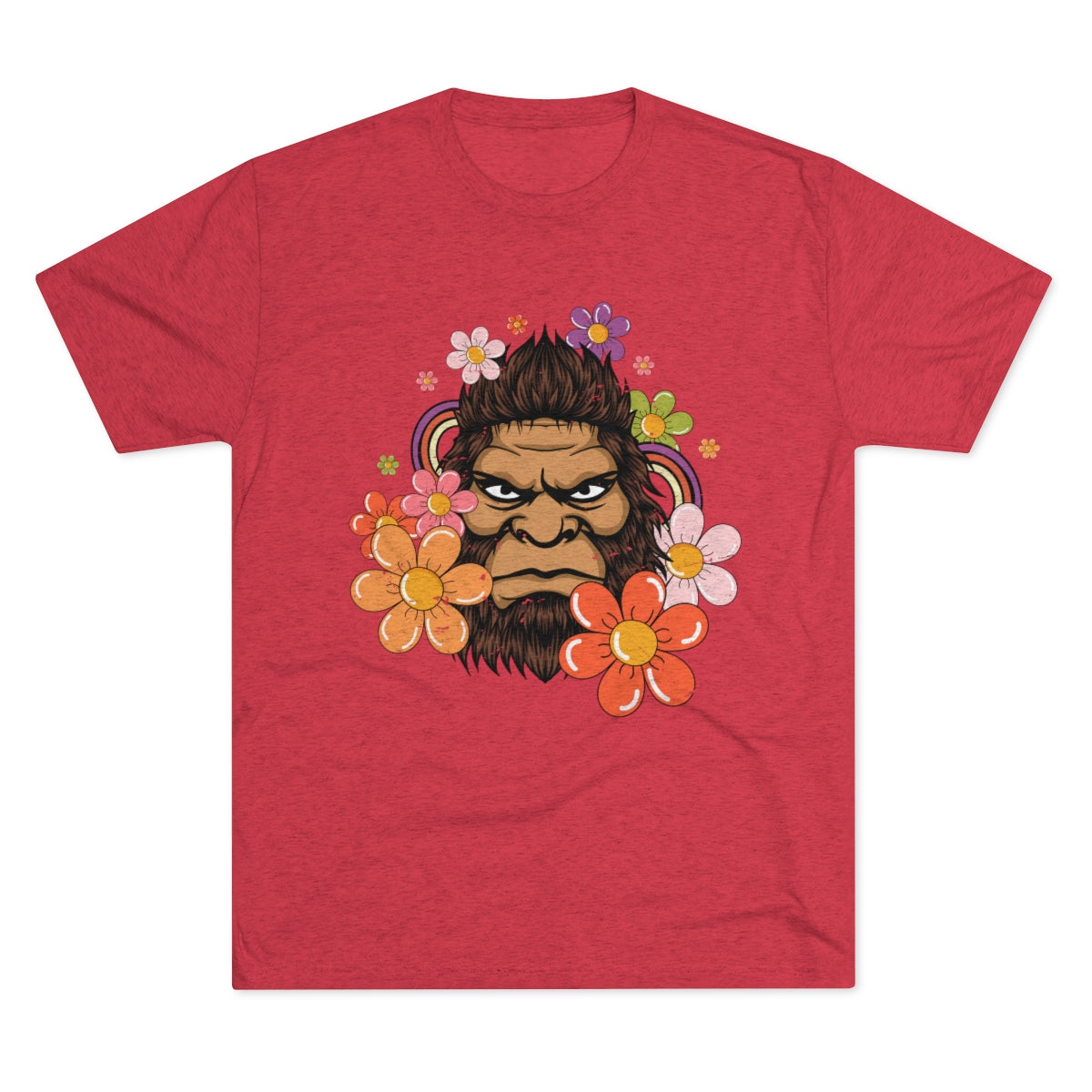 Retro 70s Floral Bigfoot Shirt | Funny Flower Power Shirt | Men's  Tri-blend T-shirt