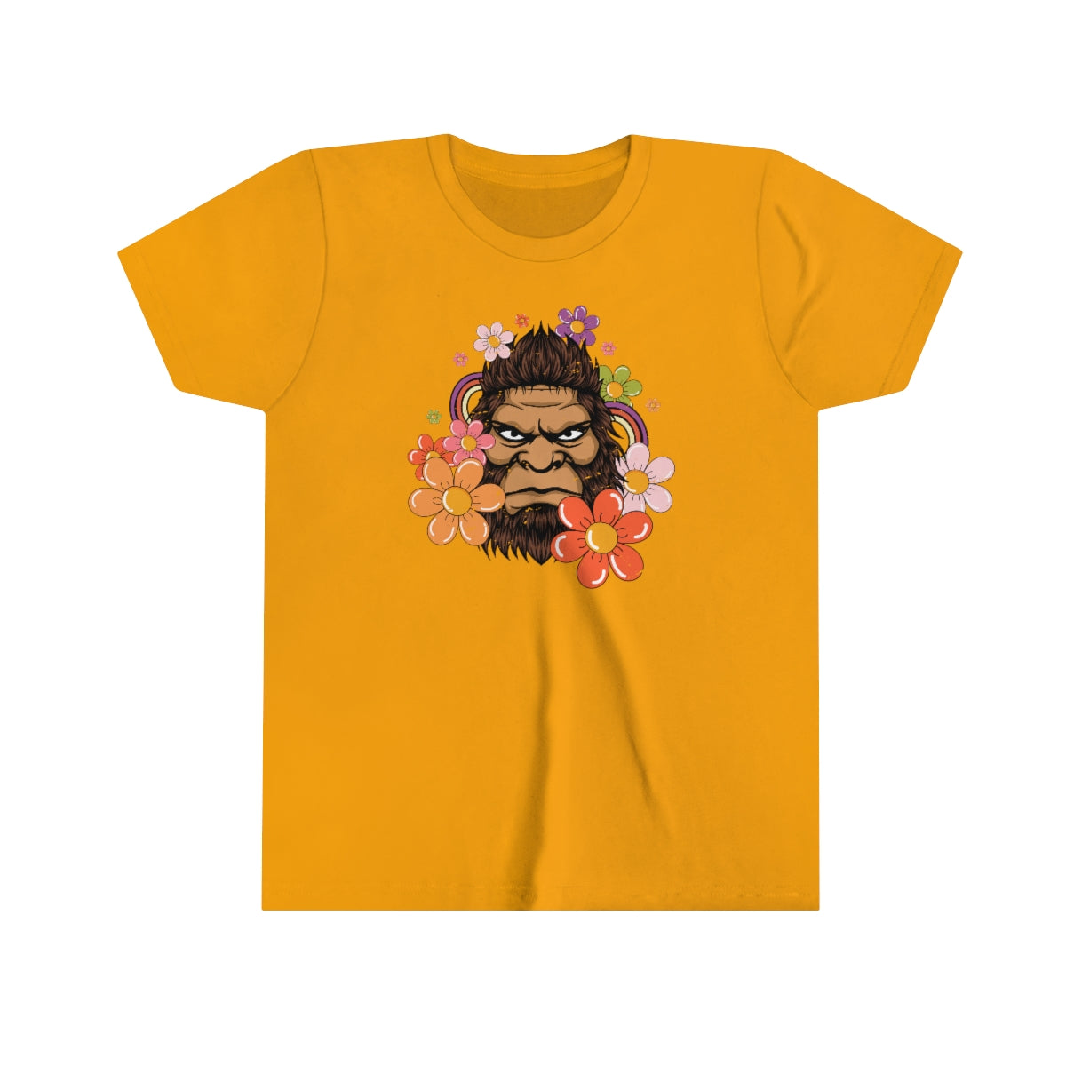 Retro 70s Floral Bigfoot Shirt | Funny Flower Power Shirt | Youth Jersey T-shirt