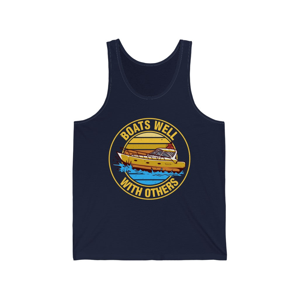 Boats Well With Others Funny Boating Shirt | Bella Canvas Unisex Jersey Tank Top