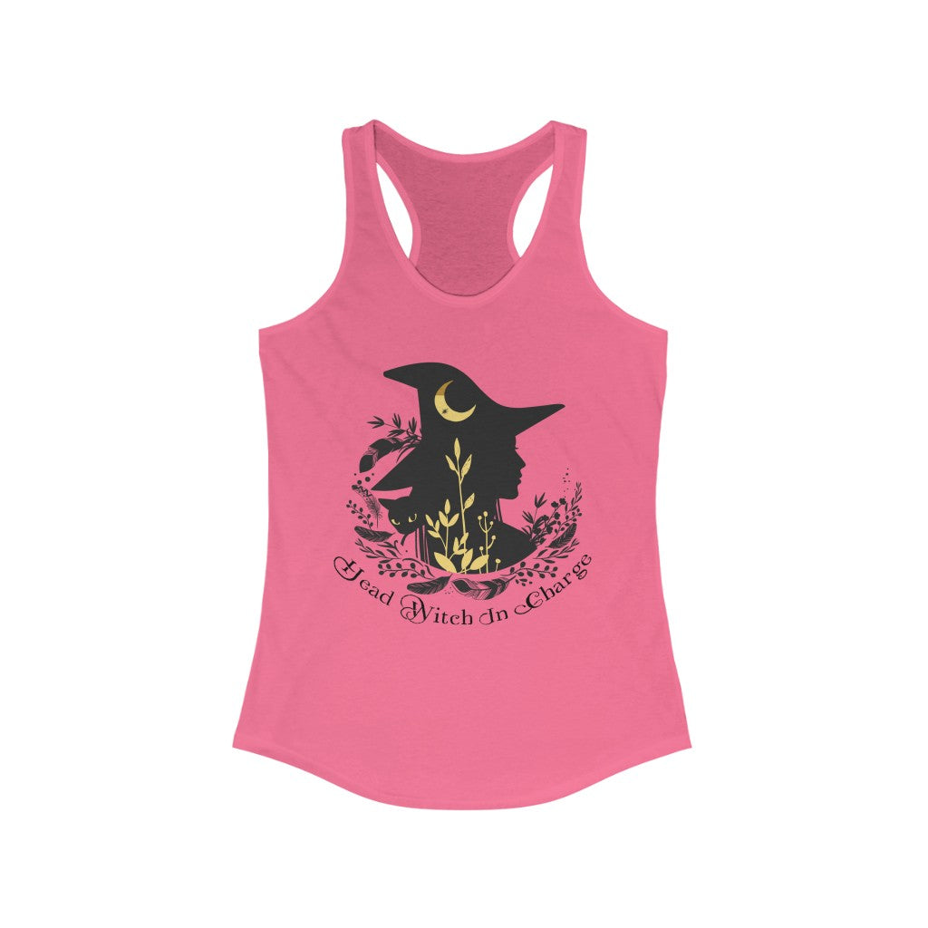 Head Witch In Charge Halloween Witch Shirt | Halloween Gift | Women's Slim-fit Racerback Tank Top