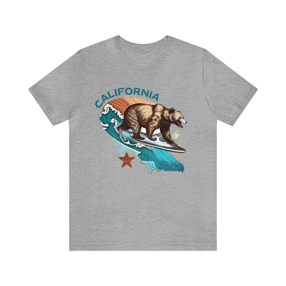 California Bear Surf Shirt | California Beach Bum Shirt | Retro Shirt | California Gifts | Unisex Jersey T-shirt