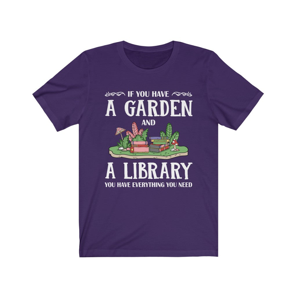 Garden & Library Bookworm Book Shirt | Book Lover Gift | Bella Canvas Unisex Jersey T-shirt