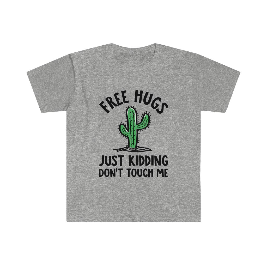 Free Hugs Cactus Funny Introvert Shirt Antisocial Gift | Unisex Soft Style T-Shirt