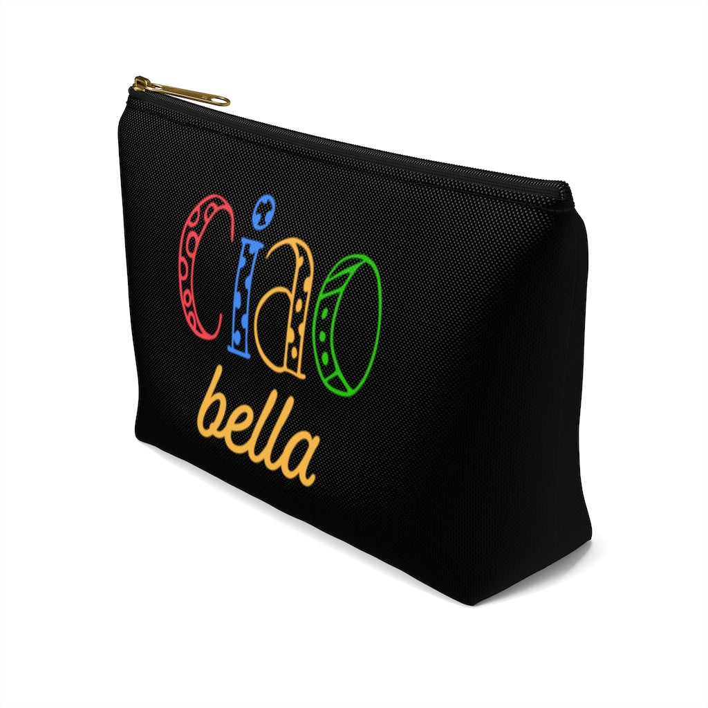 Ciao Bella Makeup Cosmetic Bag | Italy Travel Gifts | Accessory Pouch with T-Bottom