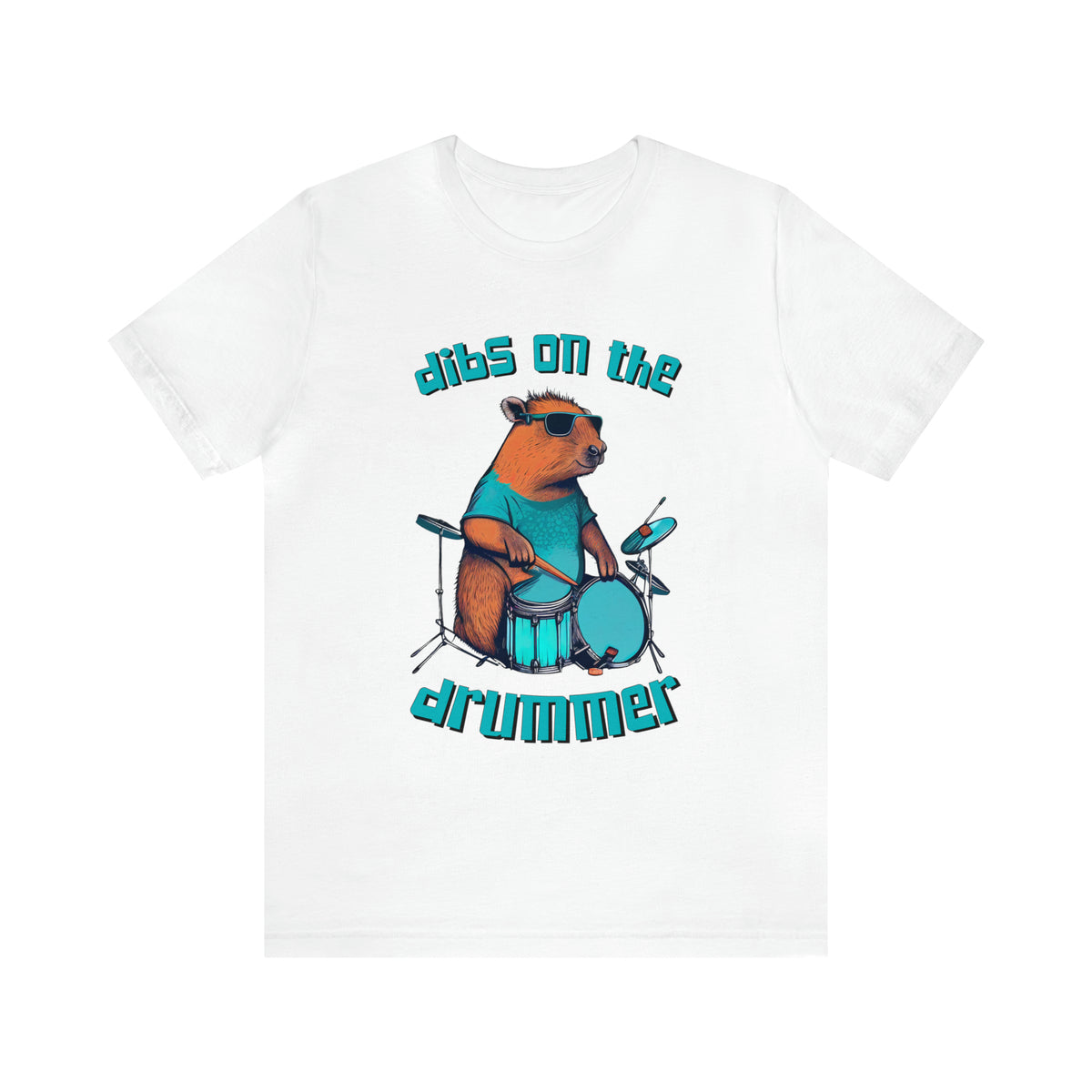 Dibs On The Drummer Capybara Shirt | Capybara Lover Gift For Her | Drummer Gift | Unisex Jersey T-shirt