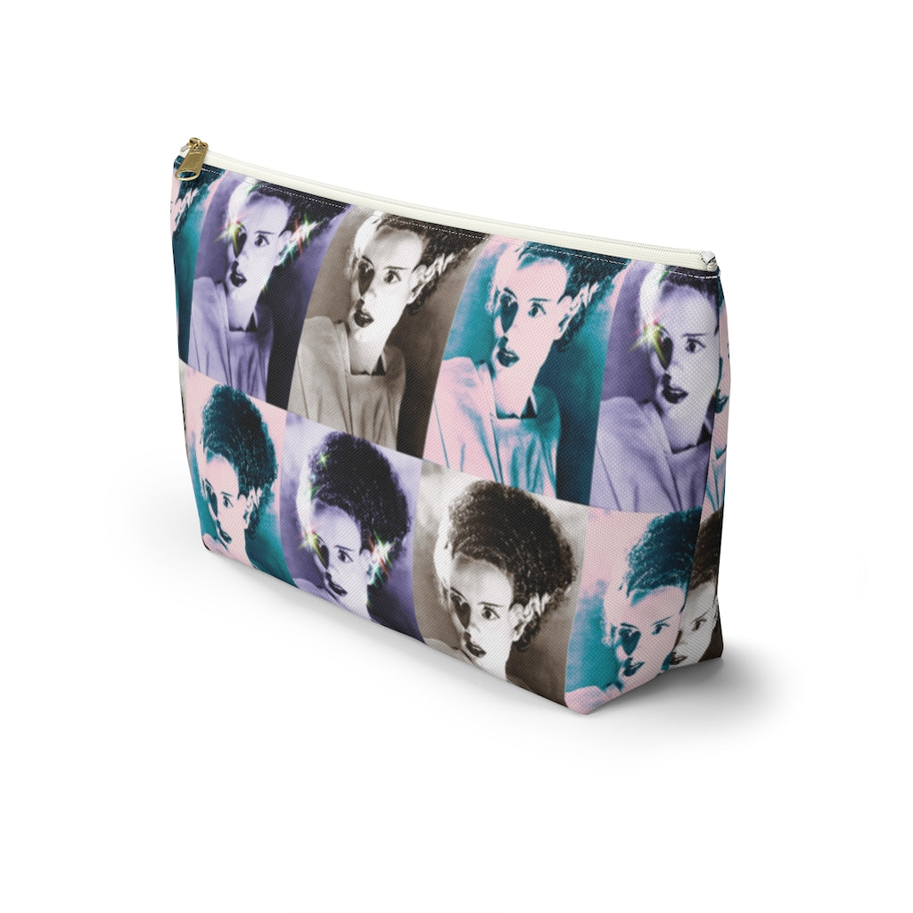 Bride of Frankenstein Makeup Cosmetic Bag | Halloween Gifts | Accessory Pouch with T-Bottom