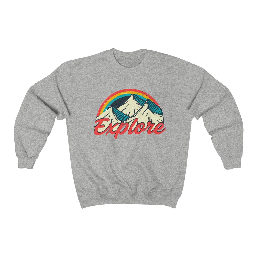 Explore Retro Hiking Camping Shirt | Unisex Crewneck Sweatshirt