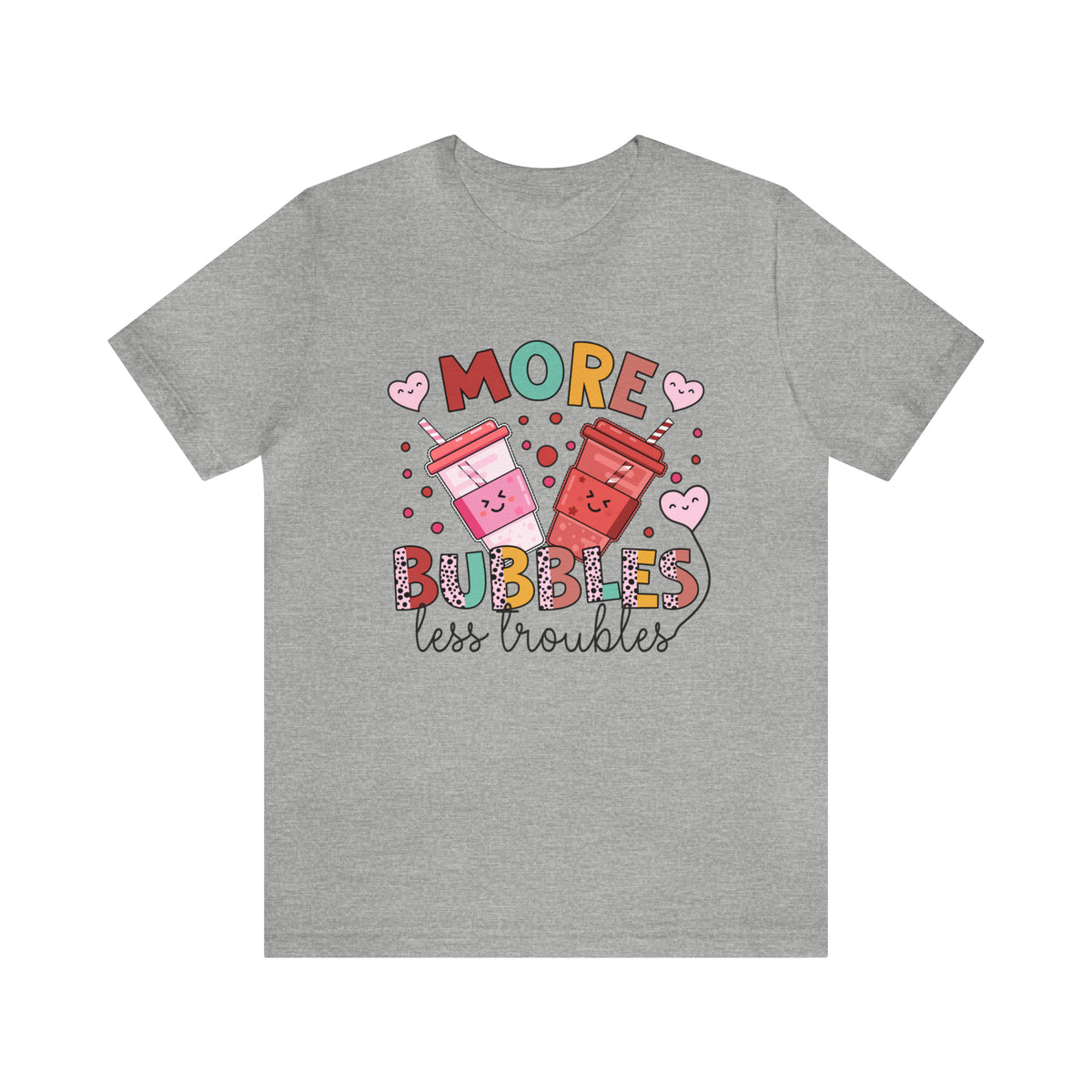More Bubbles Less Troubles Cute Boba Tea Shirt | Cute Kawaii Shirt Bubble Tea Shirt | Bubble Tea Gift For Her | Unisex Jersey T-shirt