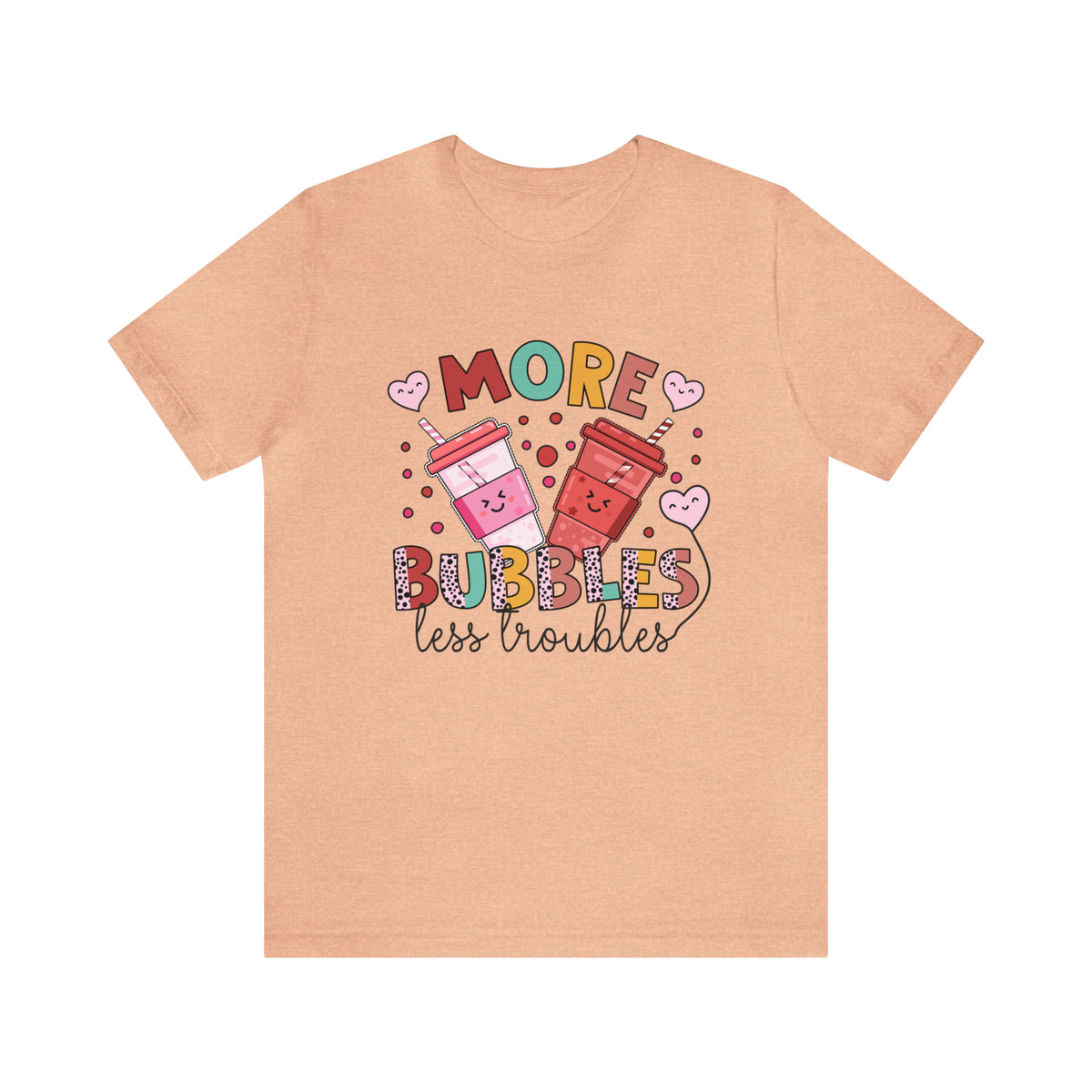 More Bubbles Less Troubles Cute Boba Tea Shirt | Cute Kawaii Shirt Bubble Tea Shirt | Bubble Tea Gift For Her | Unisex Jersey T-shirt