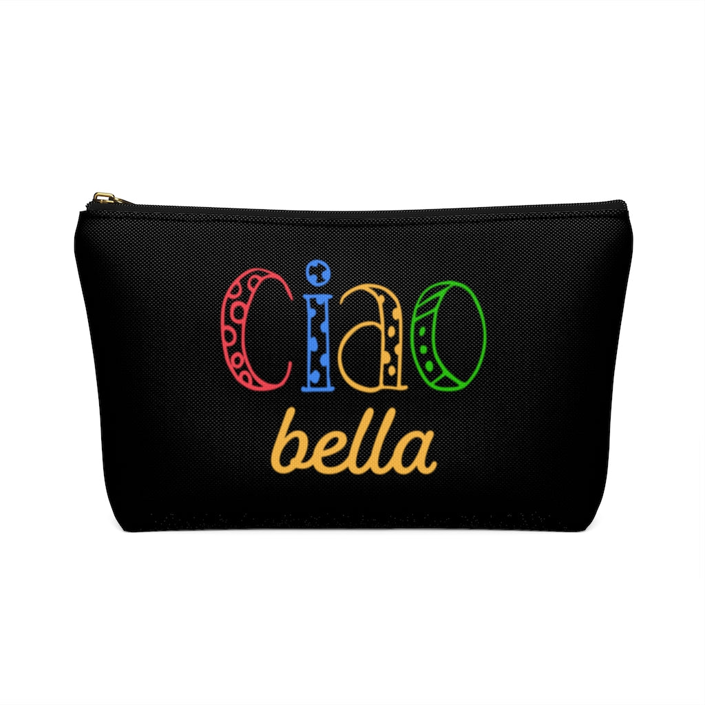 Ciao Bella Makeup Cosmetic Bag | Italy Travel Gifts | Accessory Pouch with T-Bottom