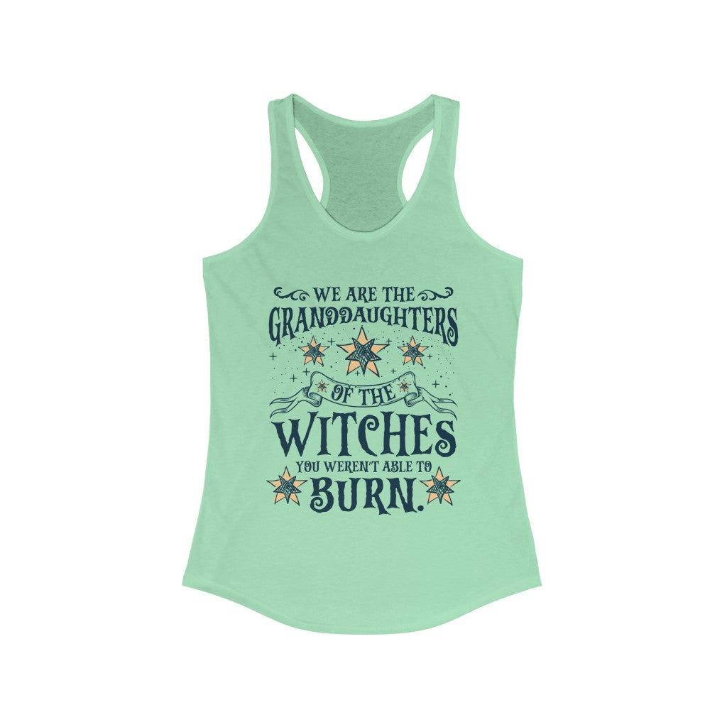 Granddaughters Girl Power Witch Shirt | Halloween Wiccan Gift | Women's Slim-fit Racerback Tank Top