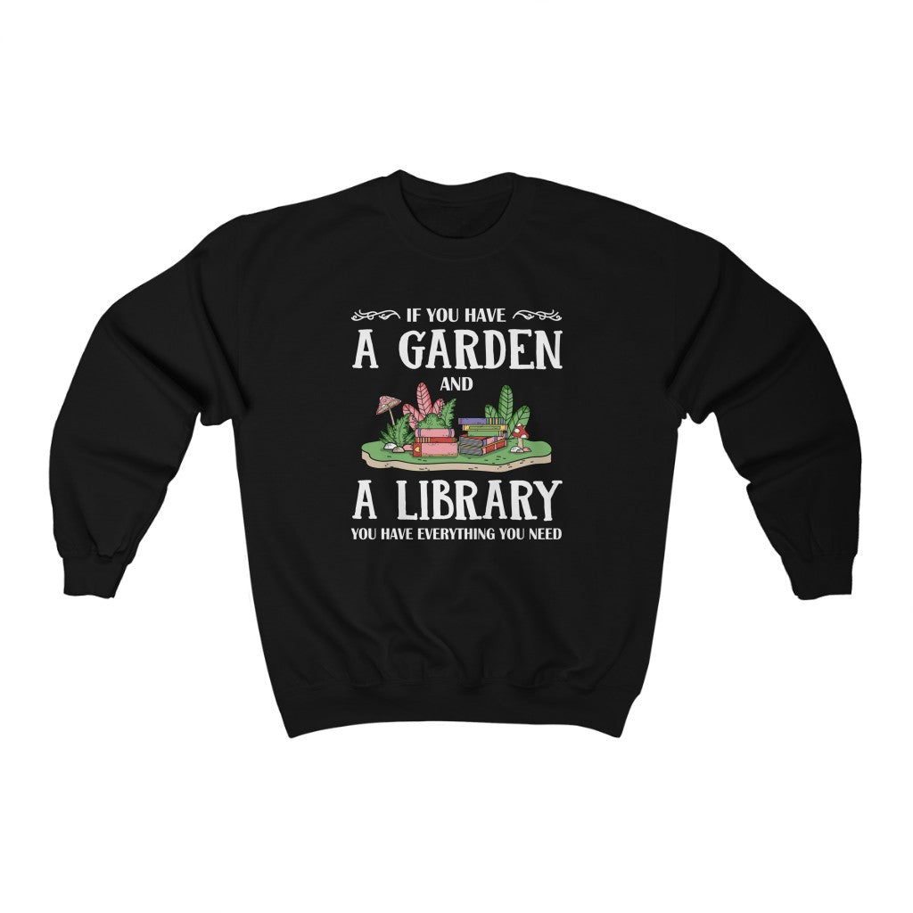 Garden & Library Bookworm Book Shirt | Book Lover Gift | Unisex Crewneck Sweatshirt
