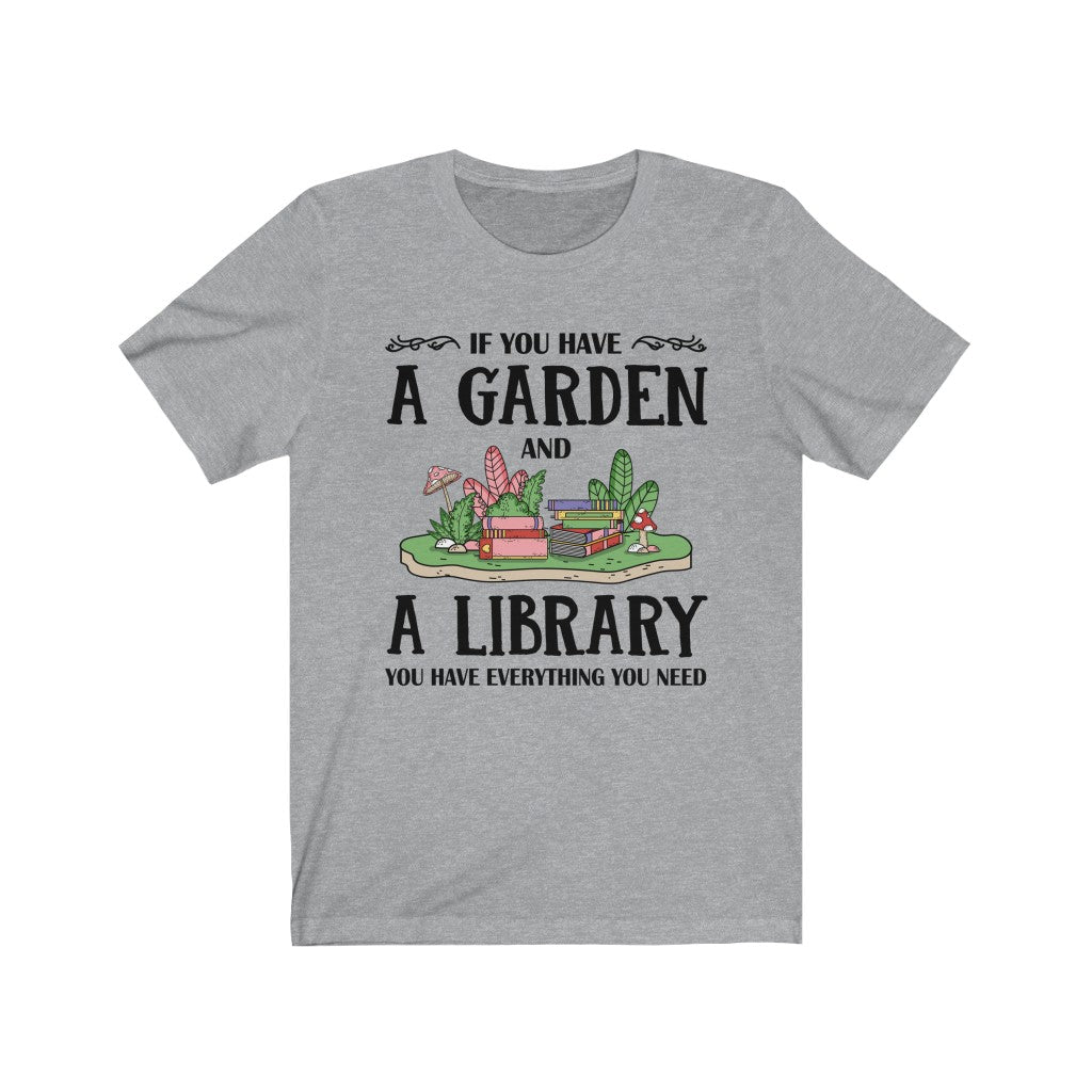 Garden & Library Bookworm Book Shirt | Book Lover Gift | Bella Canvas Unisex Jersey T-shirt