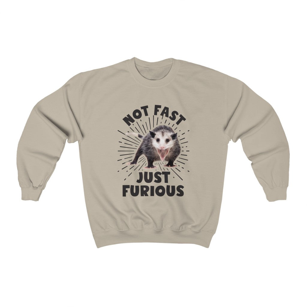 Not Fast and Furious Funny Possum Shirt | Funny Nature Lover Gift | Unisex Crewneck Sweatshirt