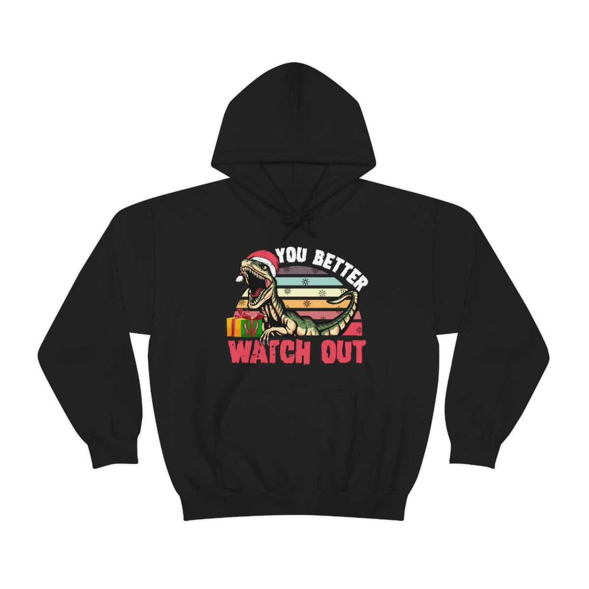 Velociraptor Dinosaur Christmas Shirt  | You Better Watch Out Funny Santa Shirt  | Unisex Hooded Sweatshirt