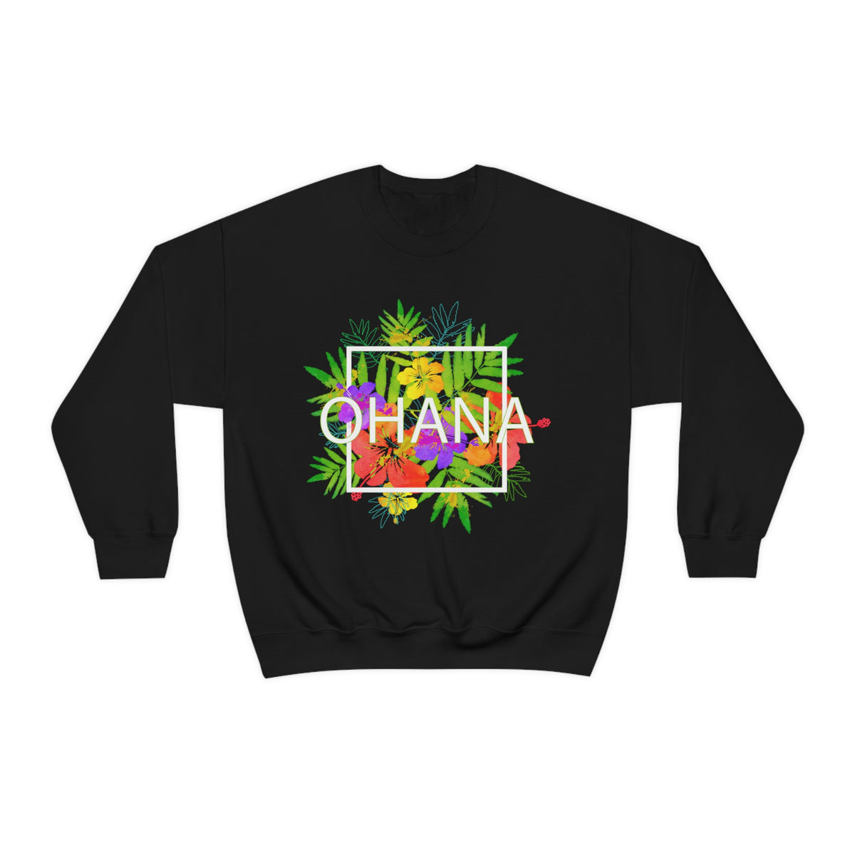 Ohana Means Family Beach Bum Tropical Shirt | Hawaiian Shirt | Graphic Tees | Unisex Crewneck Sweatshirt
