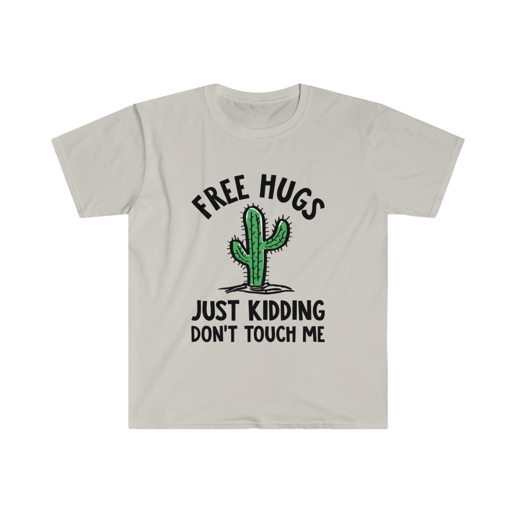 Free Hugs Cactus Funny Introvert Shirt Antisocial Gift | Unisex Soft Style T-Shirt