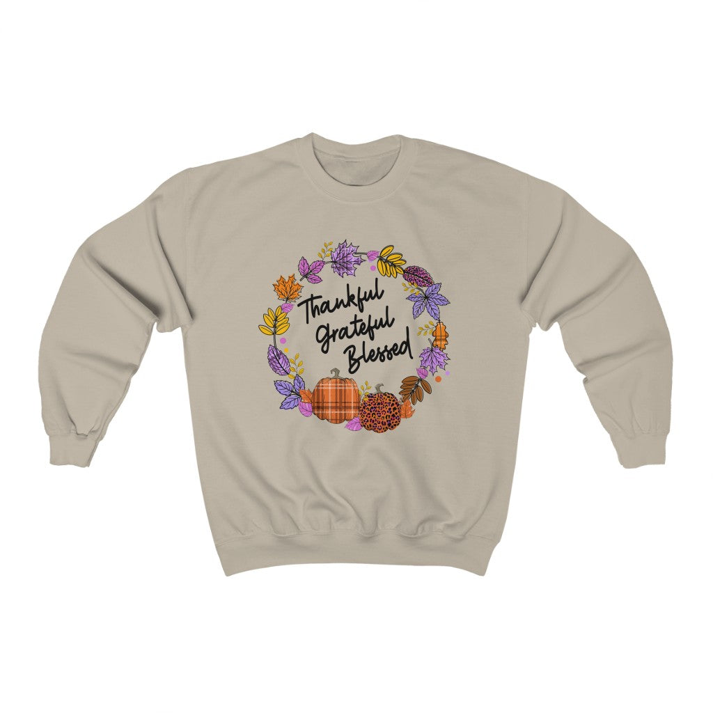 Thankful Buffalo Plaid Pumpkin Fall Shirt | Unisex Crewneck Sweatshirt