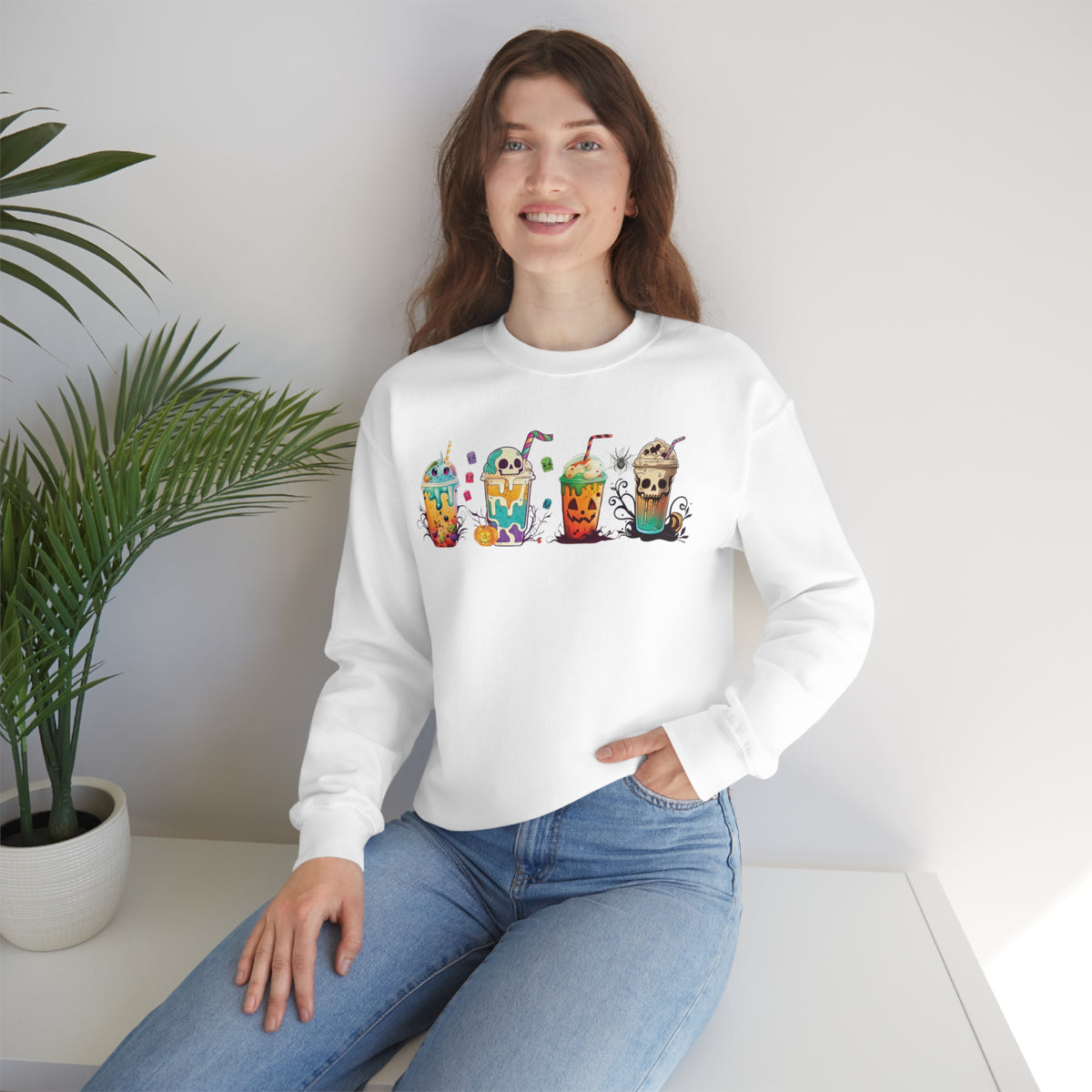 Fall Boba Tea Sweatshirt | Halloween Bubble Tea Shirt | Spooky Halloween Shirt | Bubble Tea Gift For Her | Unisex Crewneck Sweatshirt