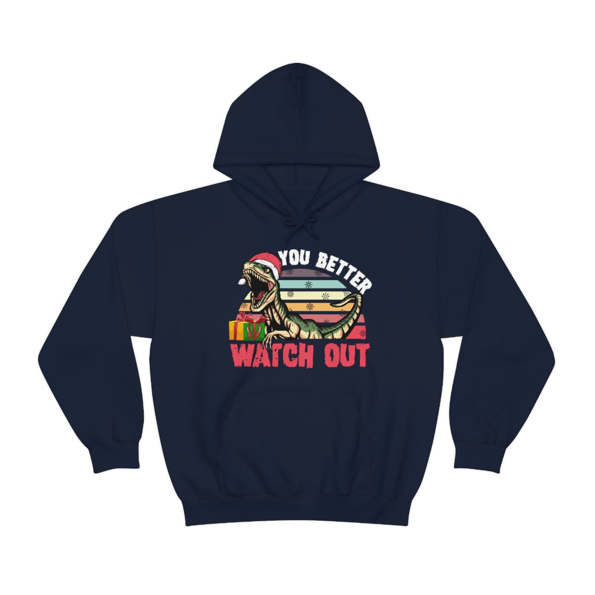 Velociraptor Dinosaur Christmas Shirt  | You Better Watch Out Funny Santa Shirt  | Unisex Hooded Sweatshirt