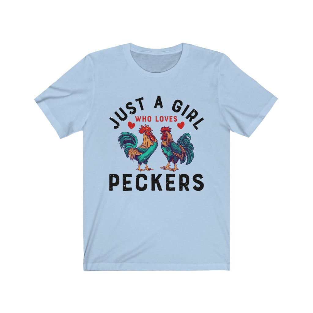 Girl Who Loves Peckers Chicken Farm T-shirt | Chicken Lover Gift | Unisex Jersey T-shirt