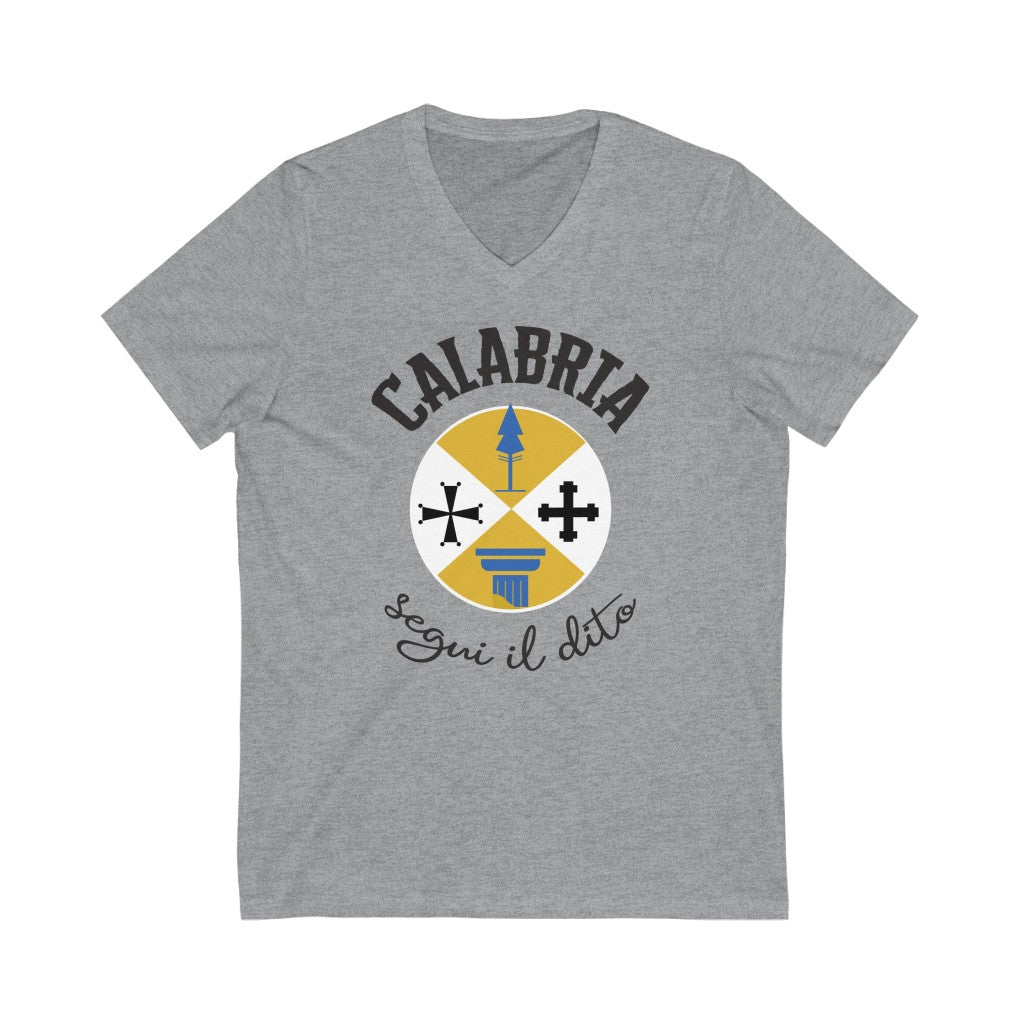 Calabria Italy Coat of Arms T-shirt | Italian Travel Lover Gift | Unisex Jersey V-neck T-shirt