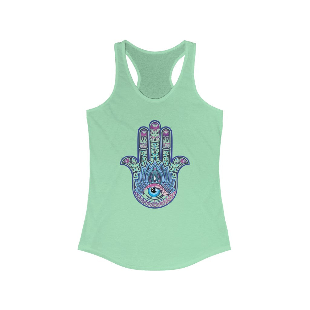Hand of Fatima Evil Eye Muslim Hamsa Shirt | Protection Amulet Gift | Women's Slim-fit Racerback Tank Top