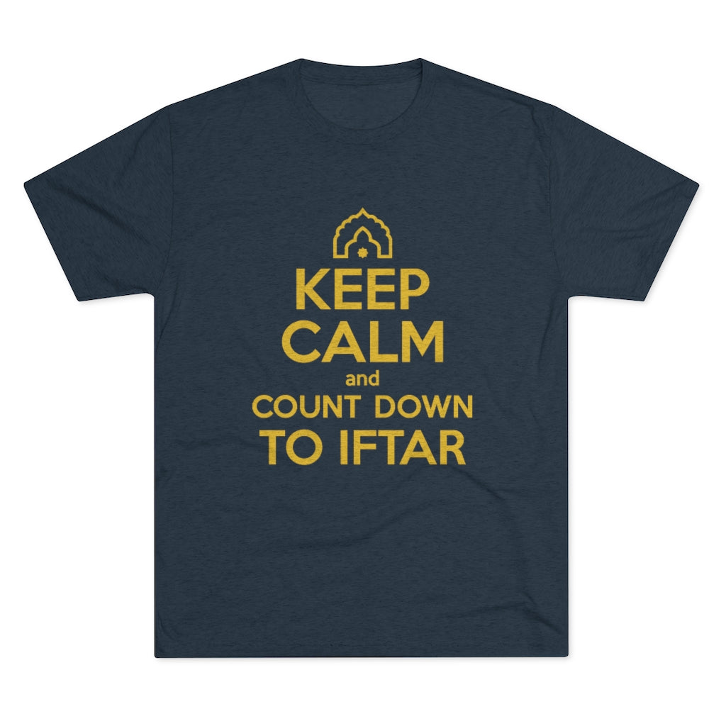 Keep Calm Iftar Muslim Gift Ramadan Shirt | Countdown to Iftar Gift | Men's  Tri-blend T-shirt