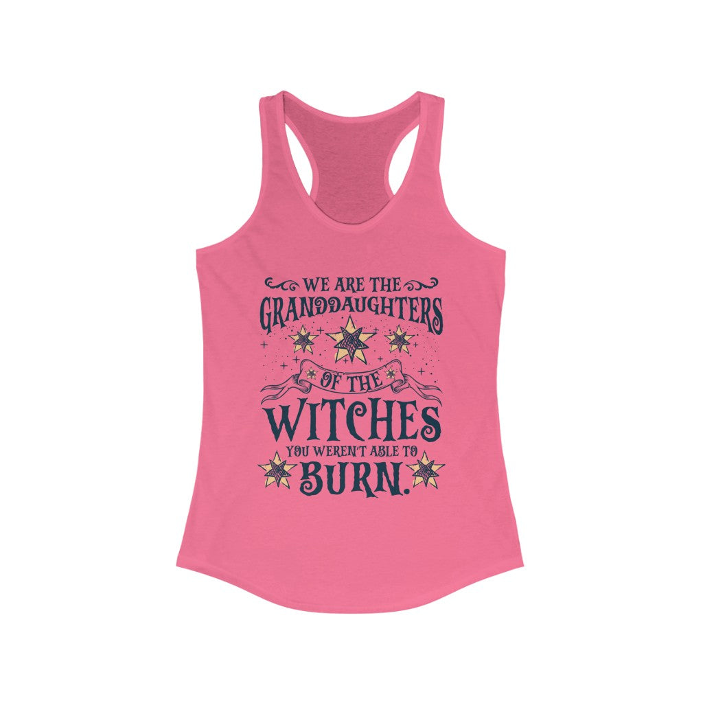 Granddaughters Girl Power Witch Shirt | Halloween Wiccan Gift | Women's Slim-fit Racerback Tank Top