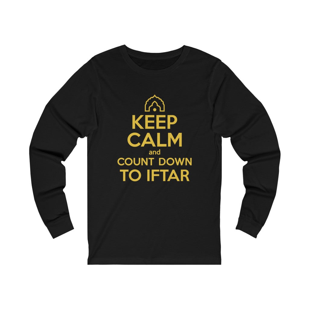 Keep Calm Iftar Muslim Gift Ramadan Shirt | Countdown to Iftar Gift | Unisex Jersey Long Sleeve Tee