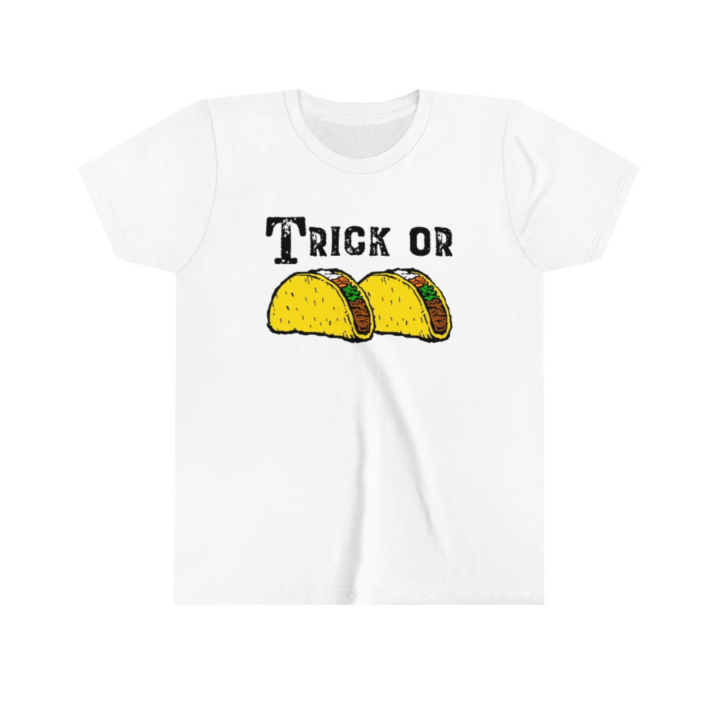 Trick or Tacos Funny Halloween Taco Shirt | Taco Lover Gift | Youth Jersey T-shirt