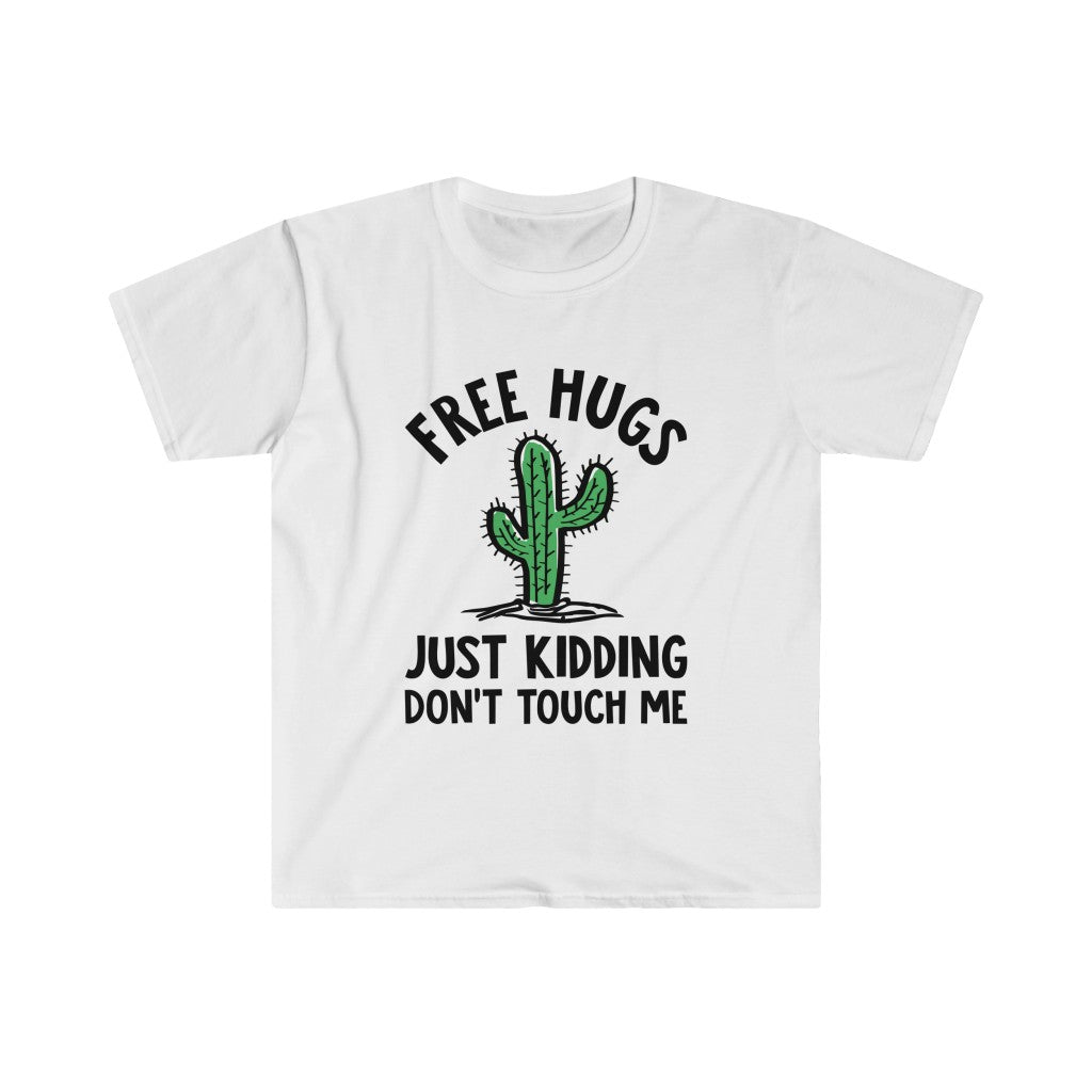 Free Hugs Cactus Funny Introvert Shirt Antisocial Gift | Unisex Soft Style T-Shirt