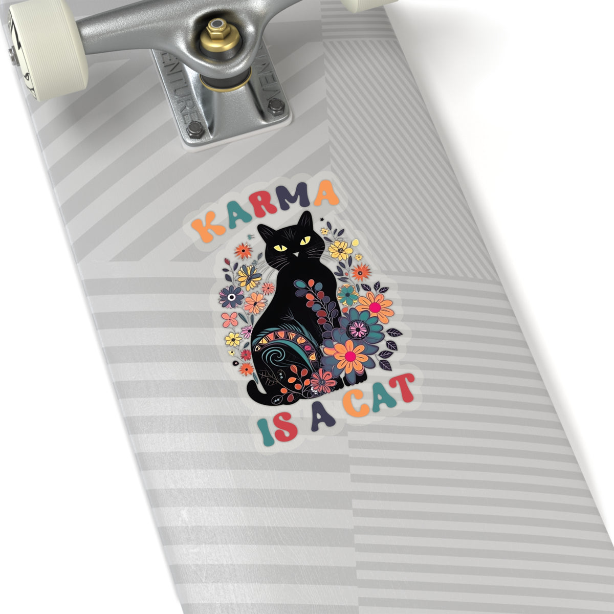 Karma Is a Cat Vinyl Sticker | Funny Cat Sticker | Karma Sticker | Mystical Sticker | Black Cat Lover Gift | Kiss-Cut Stickers
