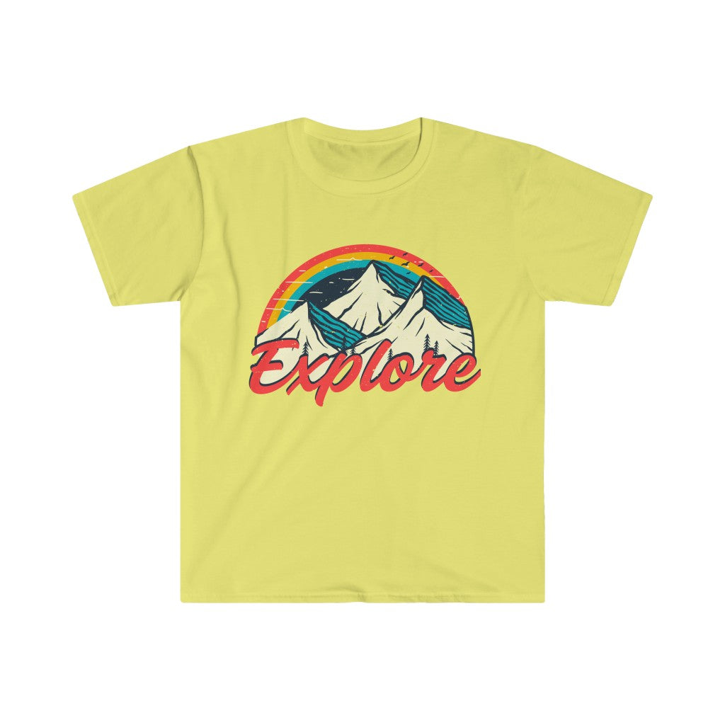 Explore Retro 70s Vintage Hiking Shirt | Vintage Camping Shirt | Unisex Soft Style T-Shirt