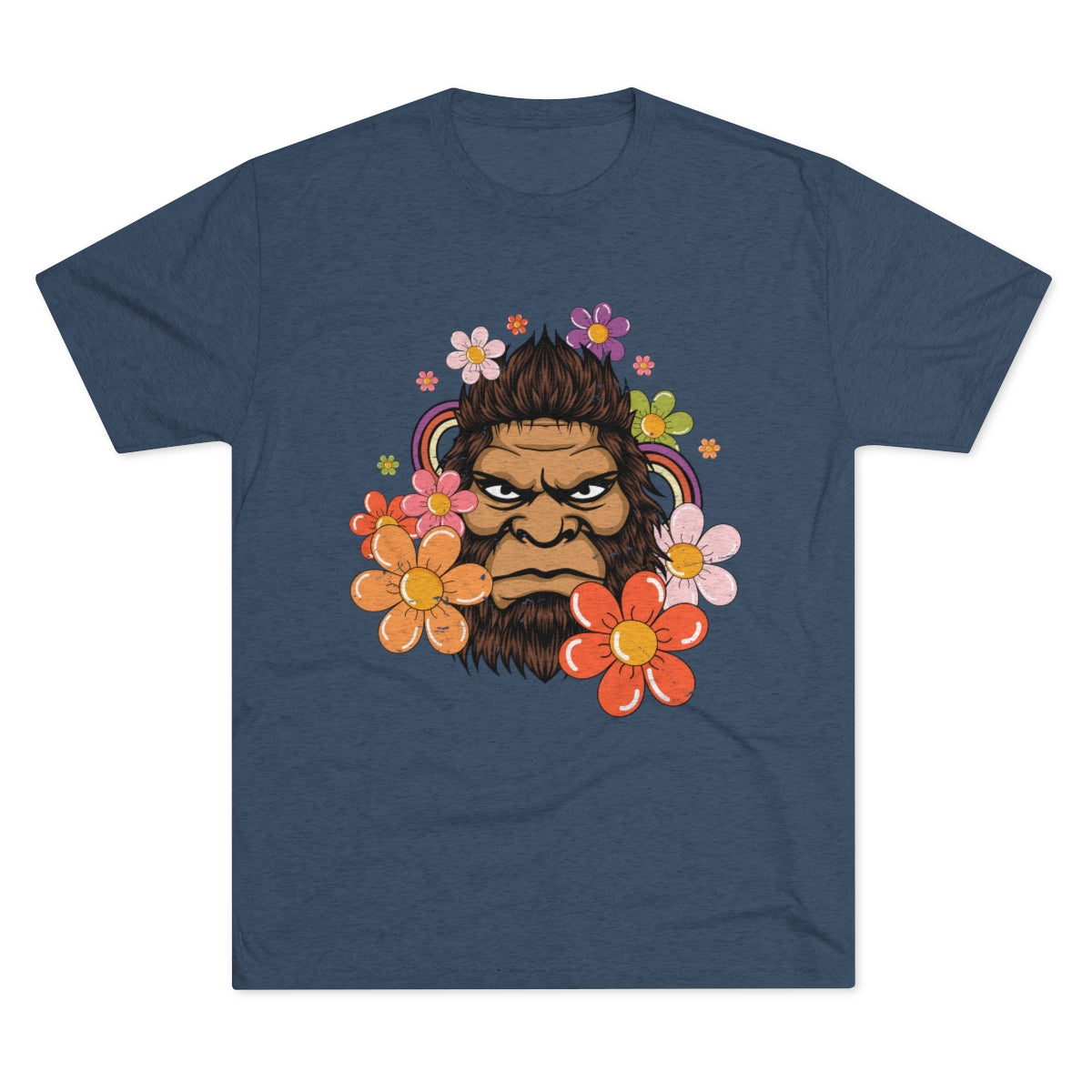 Retro 70s Floral Bigfoot Shirt | Funny Flower Power Shirt | Men's  Tri-blend T-shirt