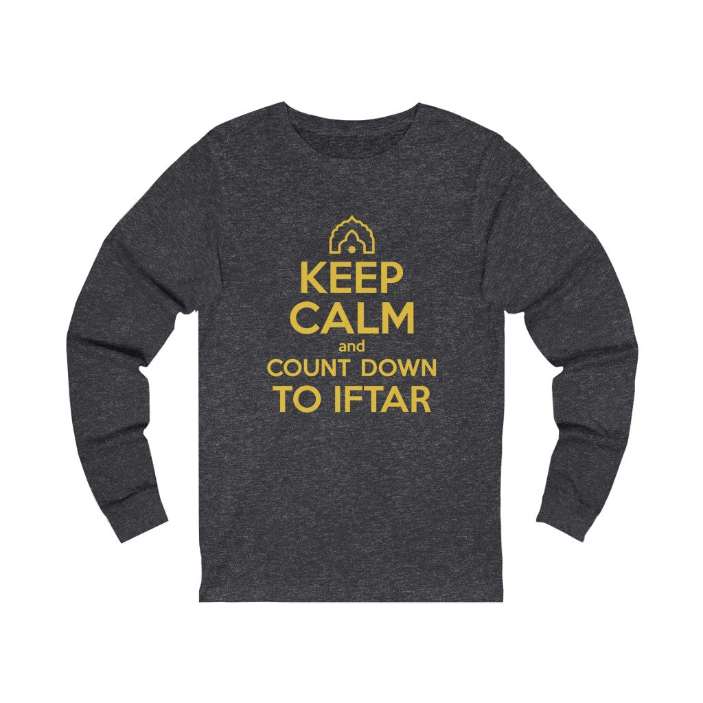Keep Calm Iftar Muslim Gift Ramadan Shirt | Countdown to Iftar Gift | Unisex Jersey Long Sleeve Tee