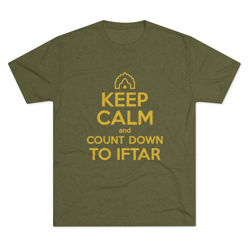 Keep Calm Iftar Muslim Gift Ramadan Shirt | Countdown to Iftar Gift | Men's  Tri-blend T-shirt