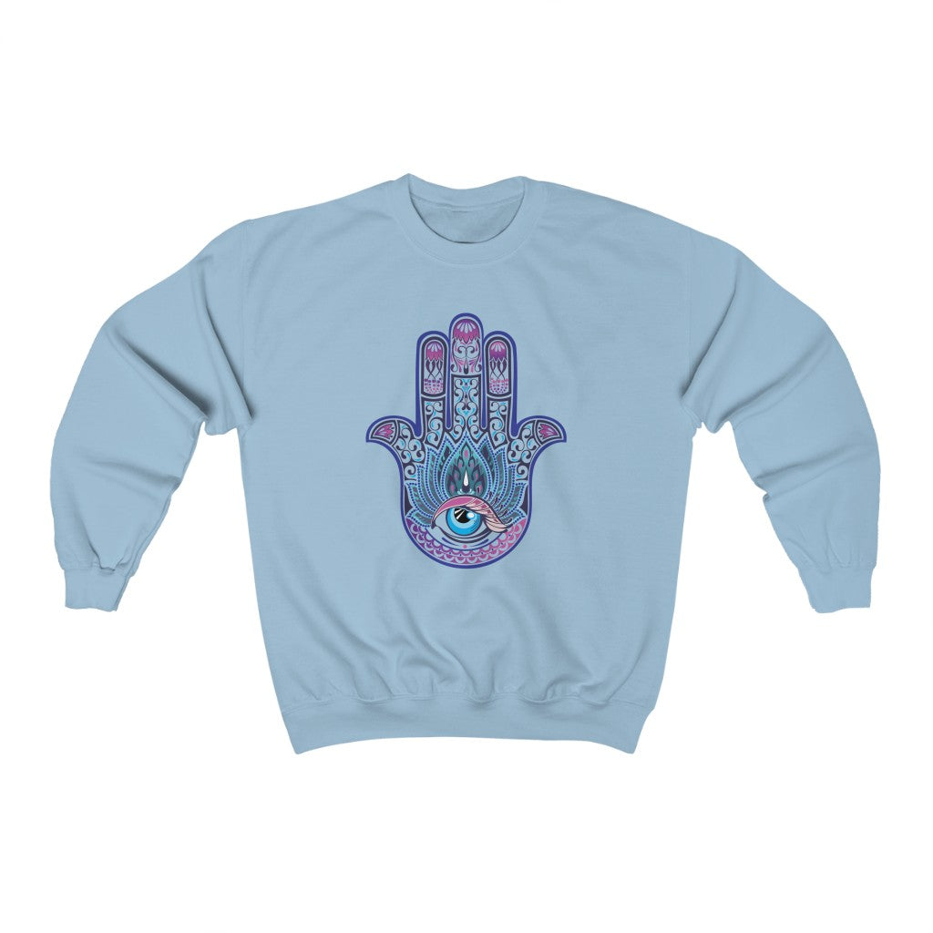Hand of Fatima Evil Eye Muslim Hamsa Shirt | Protection Amulet Gift | Unisex Crewneck Sweatshirt