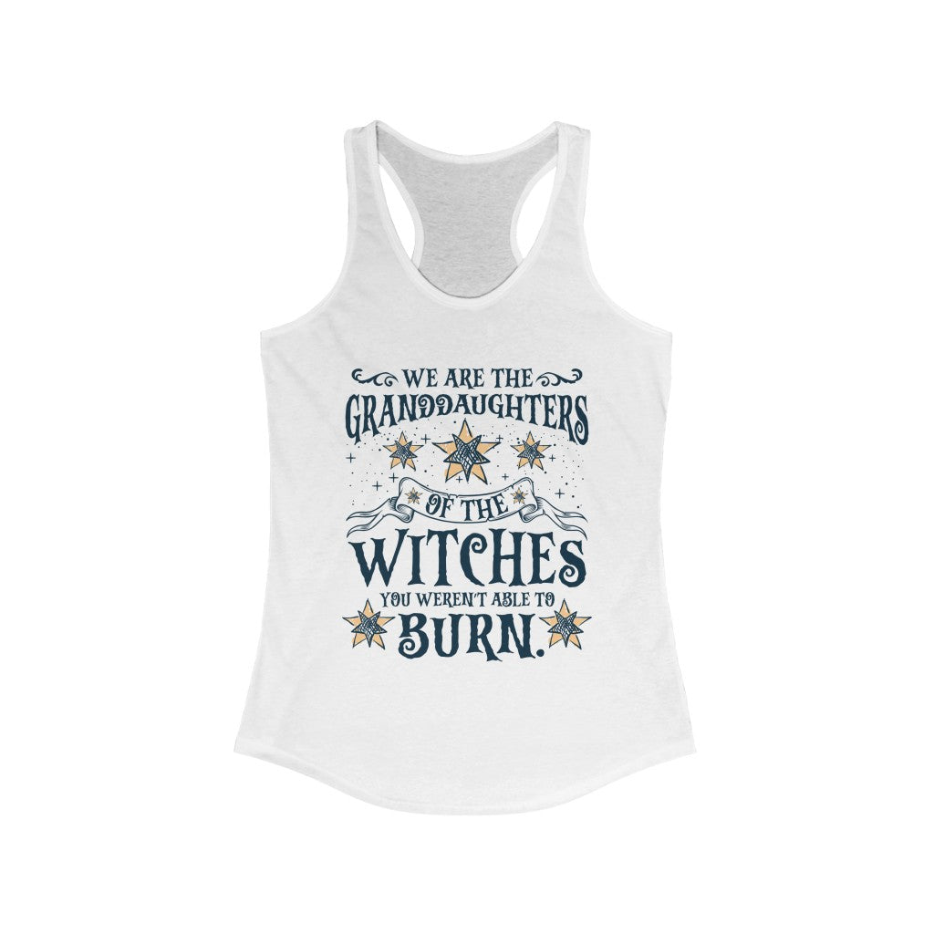 Granddaughters Girl Power Witch Shirt | Halloween Wiccan Gift | Women's Slim-fit Racerback Tank Top