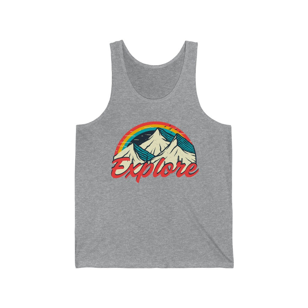 Explore Retro 70s Vintage Hiking Shirt | Vintage Camping Shirt | Unisex Jersey Tank Top