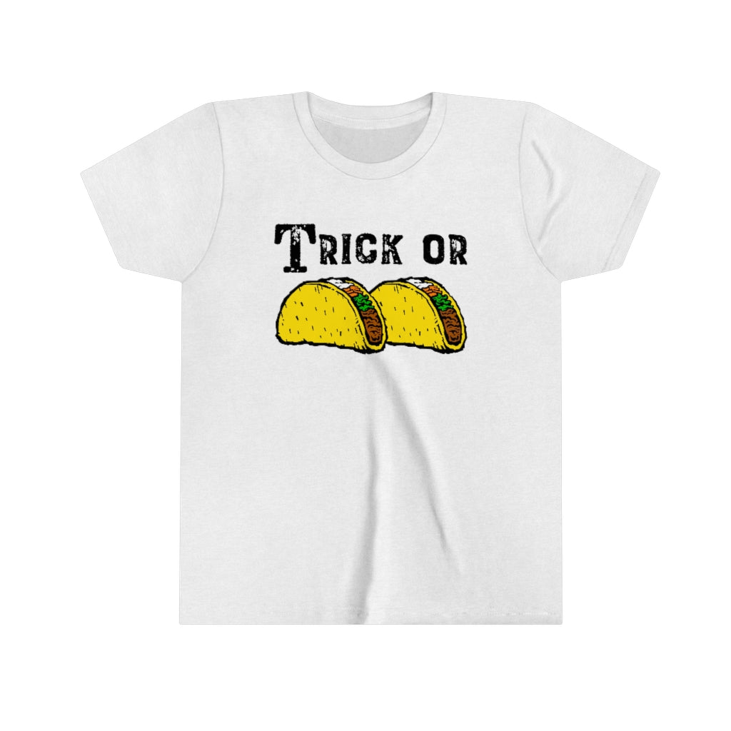 Trick or Tacos Funny Halloween Taco Shirt | Taco Lover Gift | Youth Jersey T-shirt
