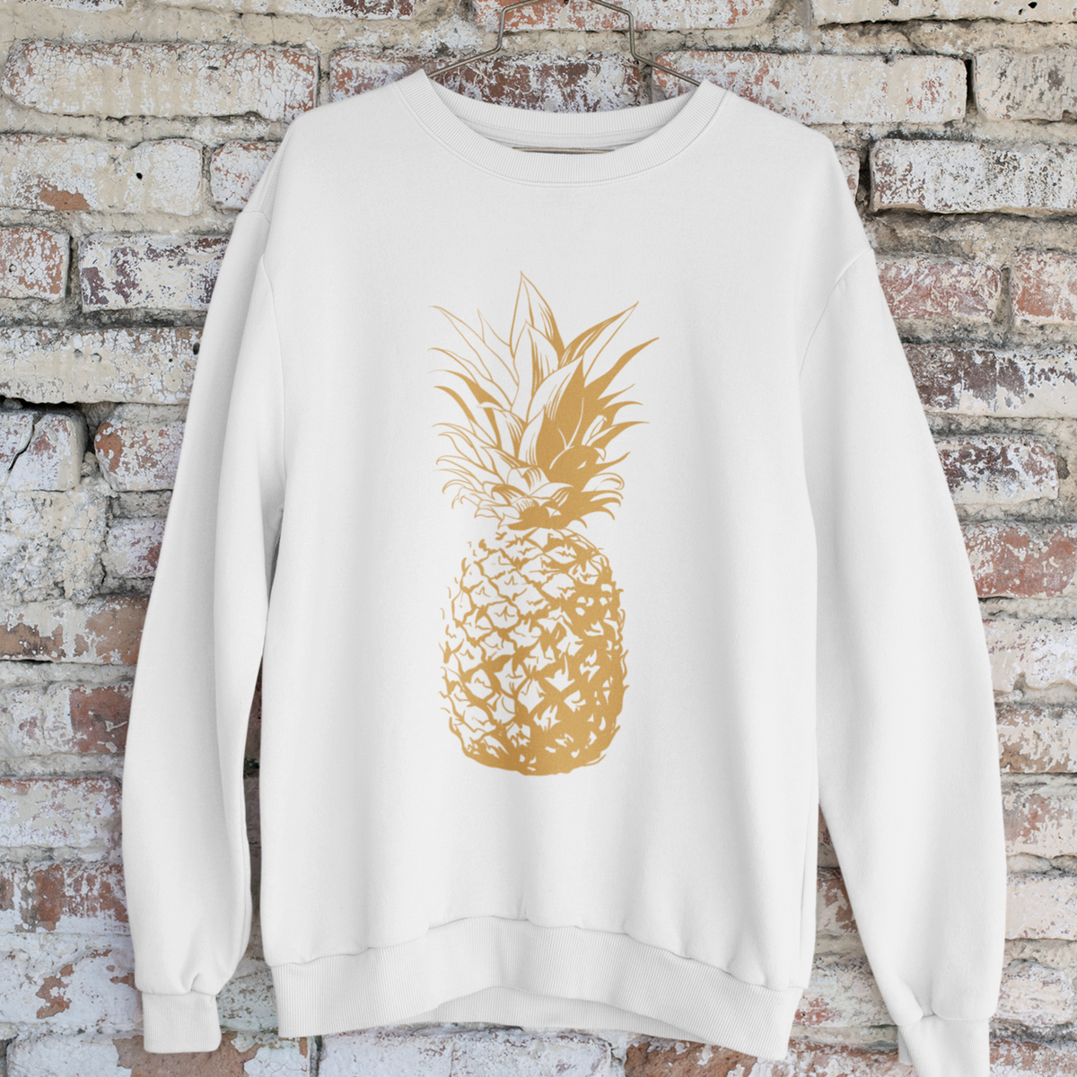 Gold Pineapple Beach Bum Aesthetic Shirt | Hawaiian Gift | Unisex Crewneck Sweatshirt