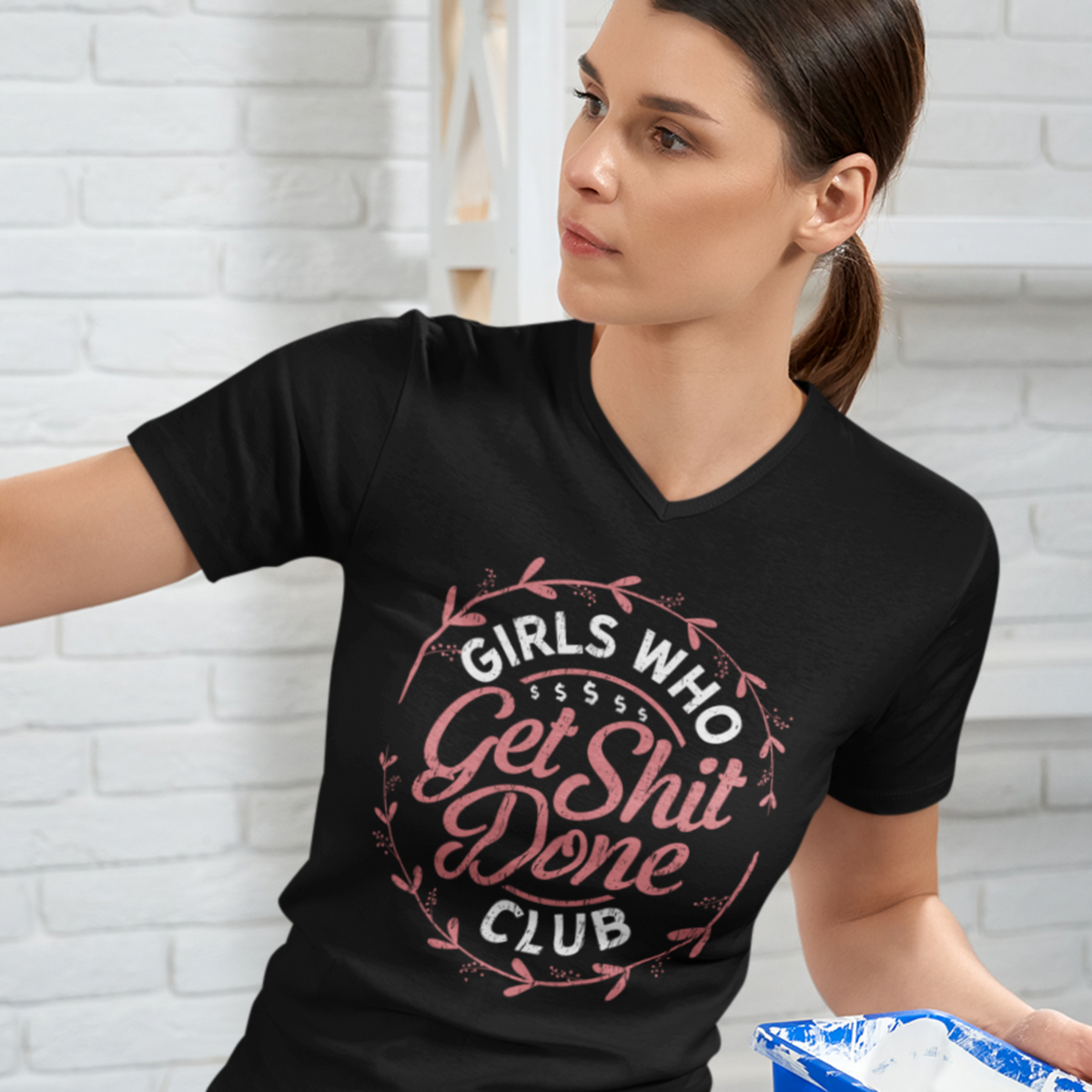 Get Shit Done Girl Boss Entrepreneur Shirt | Girl Power Gift | Unisex Jersey Short Sleeve V-Neck Tee