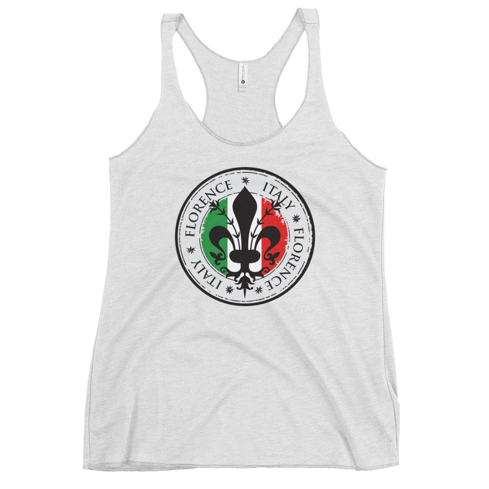 Florence Italy Fleur de Lis Shirt | Italian Flag Italy Travel Shirt | Women's Tri-blend Racerback Tank Top
